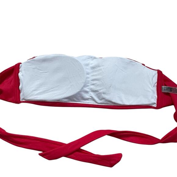 Victoria's Secret PINK Gold Star Bandeau Bikini Top Size M Red Festival NWOT - Picture 6 of 9